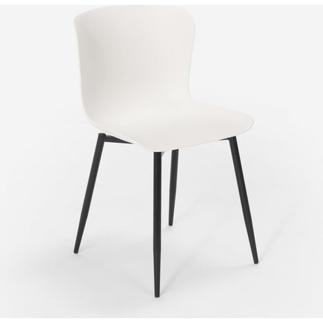 Chaise design moderne en polypropylène et métal pour cuisine bar restaurant Chloe - Blanc (1/5)