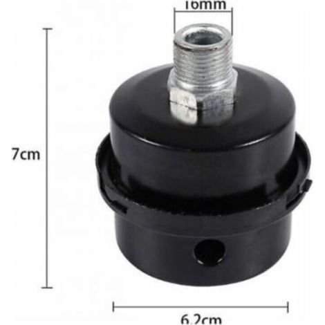 Filtre silencieux pour compresseur d'air, 2 pièces, 3/8 ", filetage externe, boîtier métallique, 16mm, filtre silencieux pour compresseur d'air