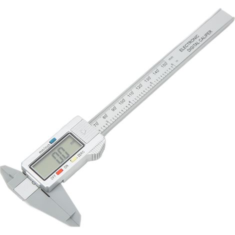 Pied à coulisse numérique électronique avec écran LCD, 150 mm (6 pouces), conversion pouces/millimètres, PA66 argent (1/5)