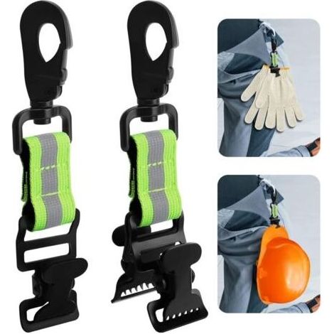 2 Pcs Porte Gants de Travail de Pompier, Porte Gants Ceinturon Tactique, Double Pince Pince Gants de Travail, Clip de Gants de Travail Avec Mousqueton, pour travailleurs Pompiers Chantiers (vert vif) (1/4)