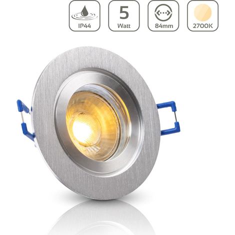 Einbauspot IP44 rund starr - Farbe: Alu-gebürstet - LED Leuchtmittel: GU10 5W warmweiß (1/5)