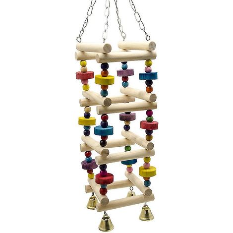 Perchoir en bois pour oiseau, balançoire pour perroquet en bois naturel, couleurs vives, facile à installer (1/4)