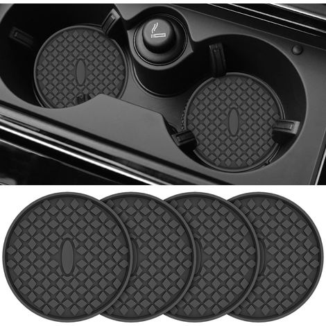 4Pcs Sous-verres pour voiture Tapis de porte-gobelets en silicone, accessoires intérieurs de voiture antidérapants encastrés (1/5)