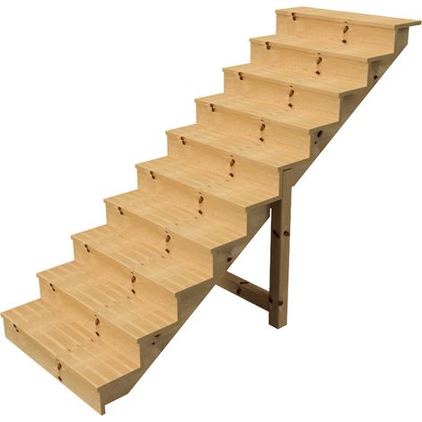 Berlin Escalier extérieur bois 10 marches H 173cm L-100cm - avec contre marche