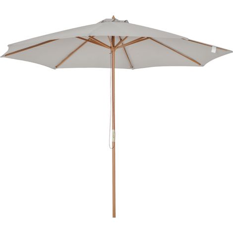 Parasol de jardin en bois de 300 cm, parasol de balcon en bambou gris, idéal pour terrasse et jardin. (1/5)