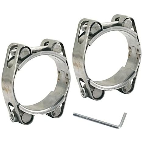 CSPARKV Heavy Duty 304 Stainless Steel Double Head Double Layer Hose Clamp 45-55mm Band Width 20mm (2pcs with Wrench)