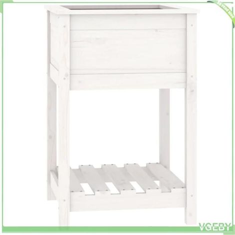 Jardinière surélevée - FAFEICY - 823774 - Bois de pin massif - Blanc - Étagère intégrée (1/5)