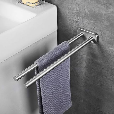SUS304 Stainless Steel Towel Rack for Shower and Kitchen, Double Arms, 40 cm