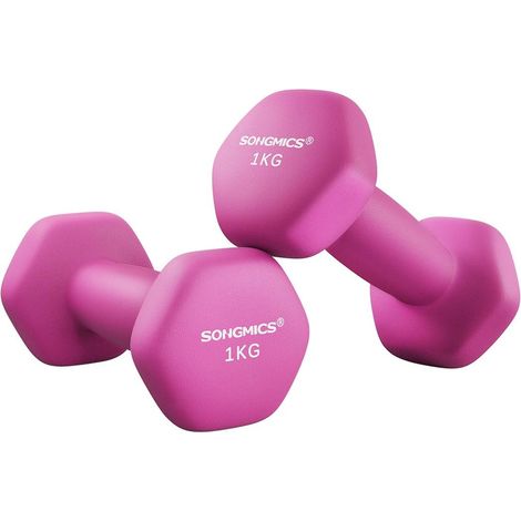 Lot de 2 haltères hexagonaux pour fitness entraînement salle de sport 13,5 x 6,5 cm en fer orange (1/3)