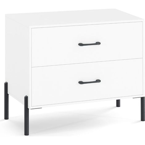 Cassettiera con 2 cassetti 71 x 40 x 61 cm soluzione funzionale per riporre gli oggetti stile moderno e minimalista MDF bianco 200017302