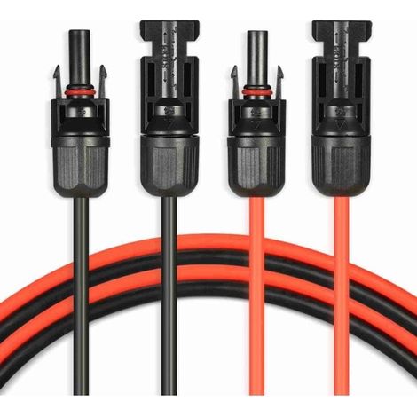 Câble d\'extension solaire 6mm²/10AWG, Câble solaire 6m/20FT avec connecteur femelle et mâle Kit de câble pour panneau solaire Câble photovoltaïque pour panneaux solaires Systèmes photovoltaïqu (1/5)