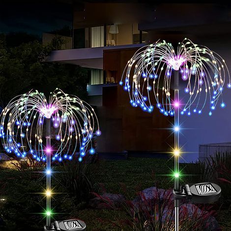 Solar Garden Lights Outdoor, 2 Pack, 120 LED Solar Firework Lights, IP65 Waterproof, Outdoor Decorative Lighting for Yard, Patio, Lawn, Party, Balcony, Mother's Day (Color) (1/5)