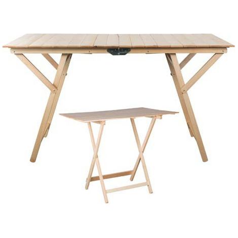 Mesa plegable de madera natural 70x140x72 cm