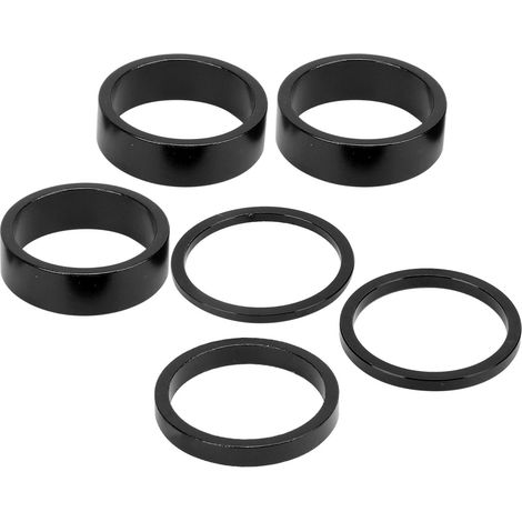 Lot de 6 entretoises de direction en alliage d'aluminium pour vélo de montagne, noires. (1/5)