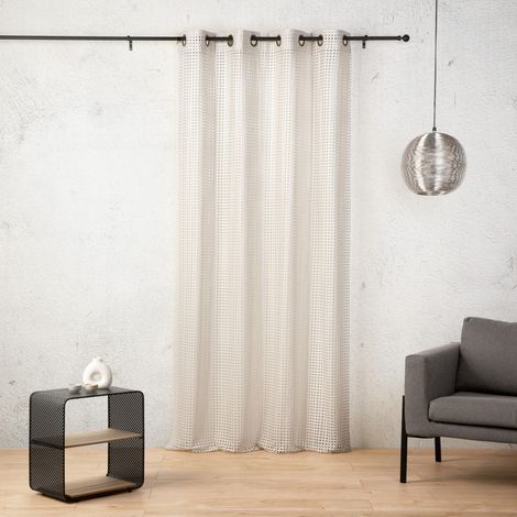 Voilage maille ajourée à oeillets Blanc cassé 140x260 cm