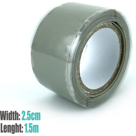 1,5 mètre gris Ruban adhésif en caoutchouc silicone résistant aux hautes tensions et aux hautes/basses températures, ruban isolant auto-adhésif et auto-fondant, ruban auto-adhésif pour dissipation de  (1/5)