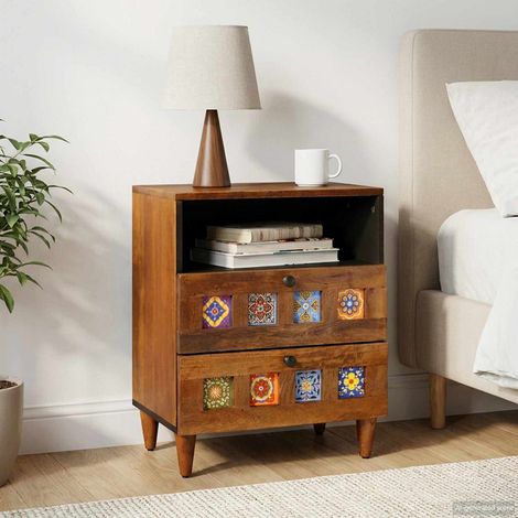 vidaXL Cabinet de chevet Marron 50 x 33 x 62 cm Bois de mangue massif (1/5)