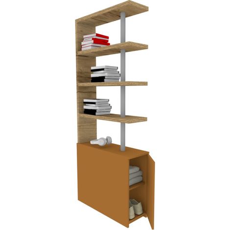 Comodino libreria salvaspazio con design moderno - Narciso - Quercia e zolfo (1/5)