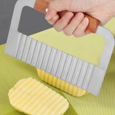 Couteau ondulé à trancher très efficace, couteau, coupeur ondulé en acier inoxydable, pour les frites à couper les aliments (1/4)