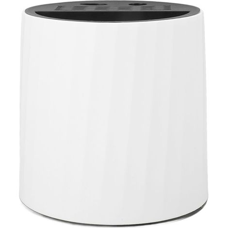 Support cylindrique pour couteaux de cuisine, rotation à 360°, bloc de rangement multi-emplacements pour couteaux, baguettes, cuillères et fourchettes (blanc). (1/5)