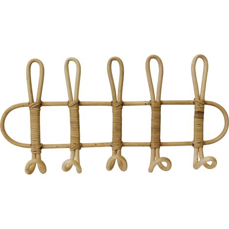Porte manteaux mural en rotin naturel 53,5 x 8 x 25,5 cm (1/5)
