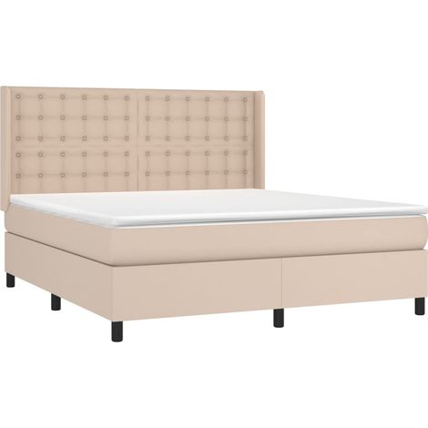 vidaXL Giroletto Molle Materasso e LED Cappuccino 160x200cm Similpelle (1/5)