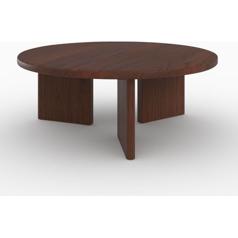 Mesa baja redonda Galia de madera maciza de mindi oscuro D80 cm (1/3)