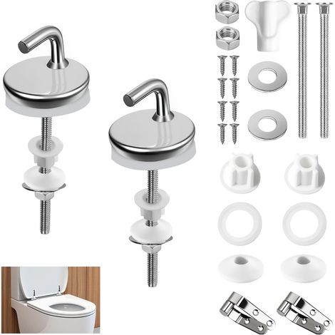 CCYKXA  Pieces Toilet Seat Fixing Kit with Hinge, Stainless Steel Hinges, Fixing and Seating (1/5)