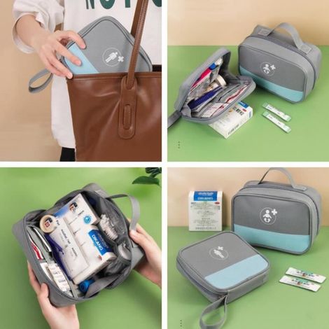 Trousse de Secours,Mini Trousse de Premiers Secours Vide,Sac de Rangement de Médicaments de Grande Capacité,pour maison,école,voyage (1/4)