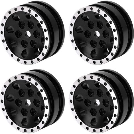 Jantes en métal 8 trous pour véhicule radiocommandé 1/24 Axial SCX24 - Lot de 4 pièces noir (1/5)