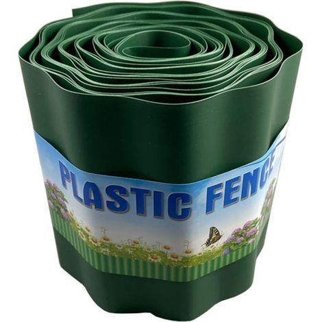 Bordure en plastique souple vert de 9 mètres de 10 cm, 15 cm, 20 cm de haut, bordure de pelouse pour séparer la pelouse et les parterres de fleurs (20 cm x 9 m) (1/5)