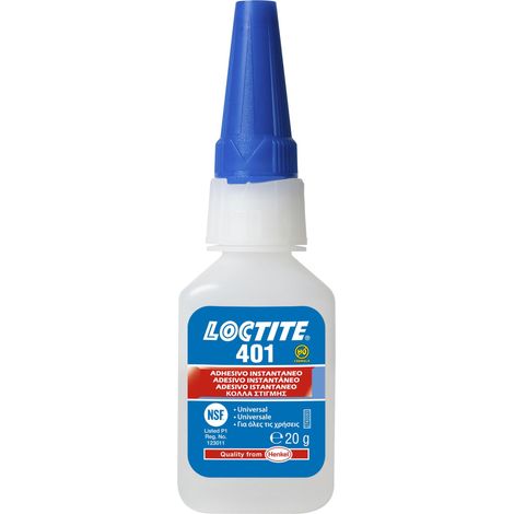 LOCTITE 401, Adesivo istantaneo multiuso, Cianoacrilato a polimerizzazione rapida, Colla universale adatta a materiali porosi, 1 flacone da 20g