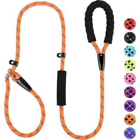 Laisse de dressage pour chien réfléchissante, robuste et anti-étranglement (orange) (1/5)