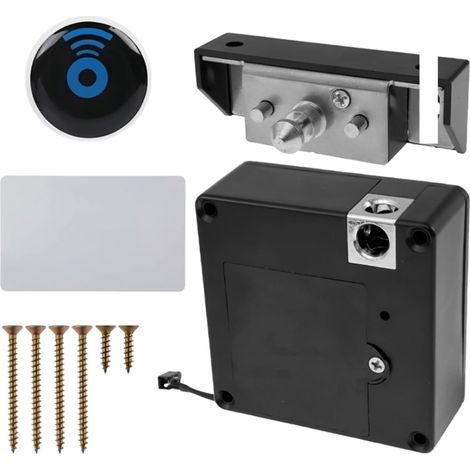 Serrure électronique ING pour armoire - serrure de tiroir intelligente - déverrouillage par carte RFID électronique - aucune clé requise - convient uniquement aux portes en bois (1/5)
