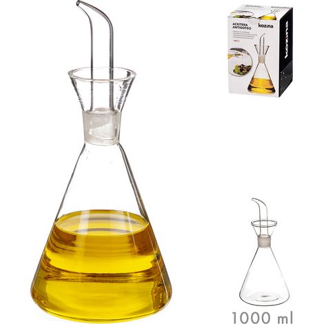 Aceitera de cristal antigoteo 1 litro