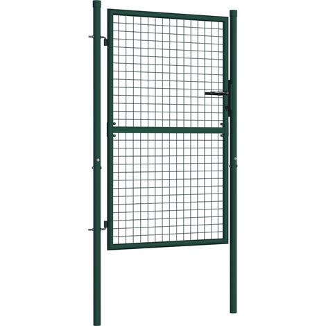 INLIFE Portail de clôture Acier 100x125 cm Vert (1/5)