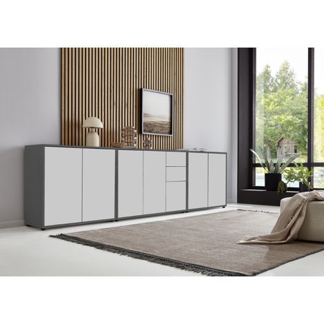 BMG Möbel Sideboard »Mailand Set 6«, grifflos, Korpus in Anthrazit und Fronten in Weiß (1/4)