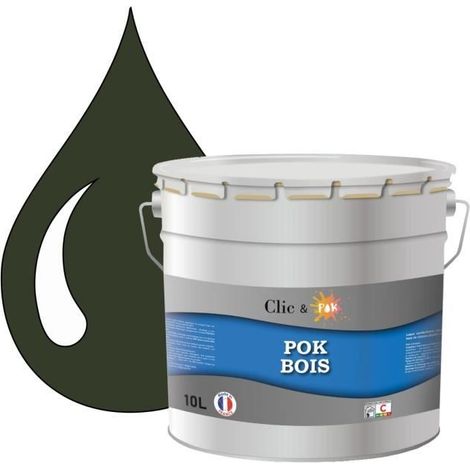 Peinture Bois Extérieur – POK BOIS - 10L - RAL 6007 - Vert bouteille- Résistante aux intempéries - Ne s'écaille pas