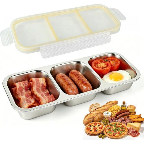 Boîte à Lunch Inox 3 Compartiments Avec Couvercle (1/5)