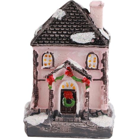 Maison De Village De Noël en Résine avec Lumière LED Chaude pour Les Vacances, Cadeaux pour Enfants, Décorations pour L'extérieur Et L'intérieur, Cadeau De Noël (1/5)
