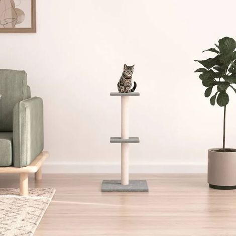 Arbre à chat avec poteaux à griffer en sisal gris clair, 73 cm