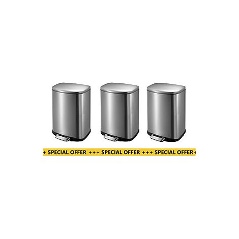 kaiserkraft Bidone a pedale in acciaio inox conf da 3 pz