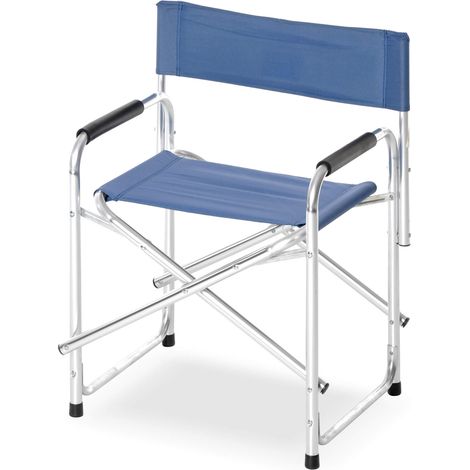 Sedia Regista da Giardino 61x50x79 cm in Alluminio e Poliestere Blu (1/2)