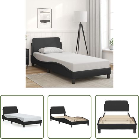 Kunstlederbett - Bettgestell "Dover" Schwarz 90x200 cm Kunstleder (1/5)