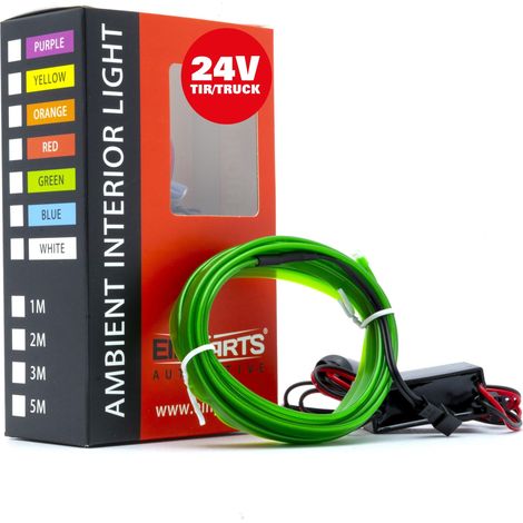 Luce ambientale a LED in fibra ottica per auto 24 V verde 2 metri (1/4)