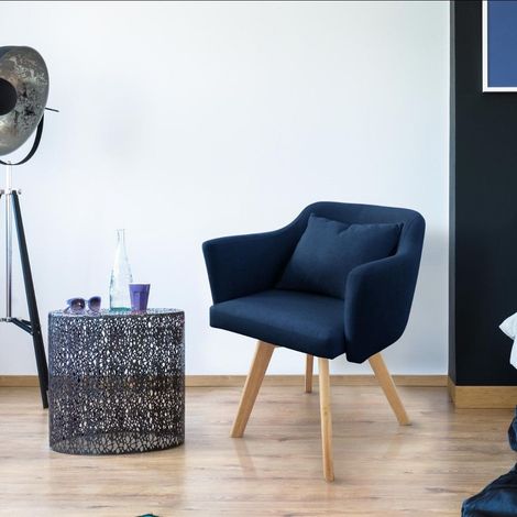 Lot de 2 fauteuils scandinaves Dantes Tissu Bleu (1/5)