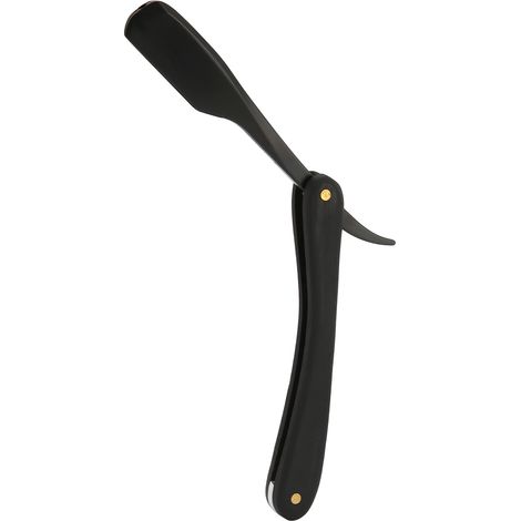 Porte-rasoir droit homme vintage en acier inoxydable, support de coiffure pour coupe et finition, rasoir classique S79-13 noir. (1/5)