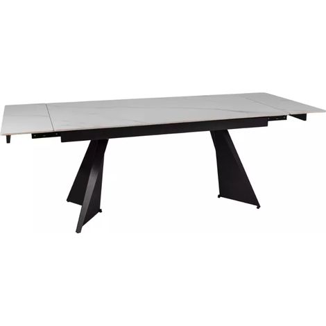 Table extensible 160 + 80 cm en céramique blanc mat - CARLETTA