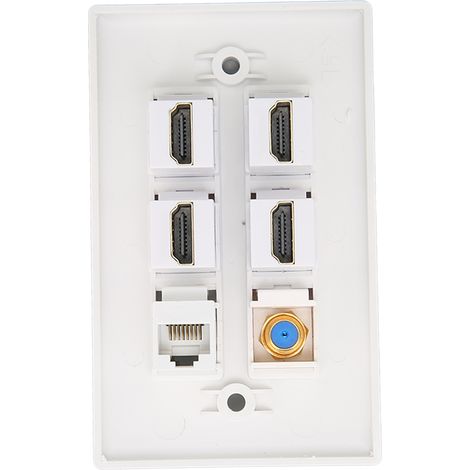 Plaque murale Ethernet 6 ports HD Multimedia Interface CAT6 avec connecteur F pour TV, idéale pour la maison ou le bureau. (1/5)
