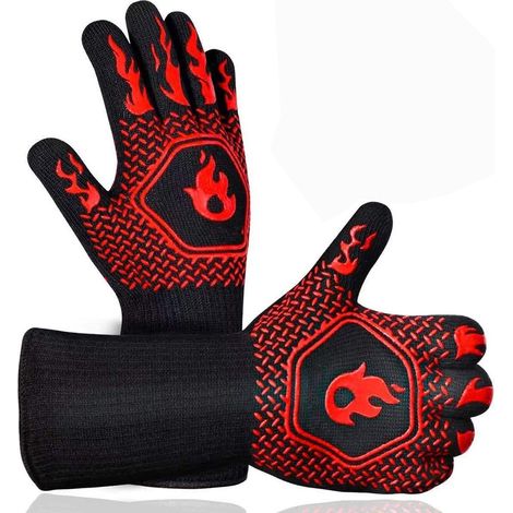 Gants De Cuisine En Silicone - Résistants Jusqu'à 800 °C - Pour Barbecue Four Et Grill - Longueur 33 Cm - 1 Paire (1/5)